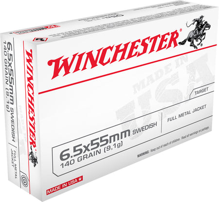 Winchester 6.5x55mm Swedish USA6555 USA Full Metal Jacket FMJ 140 Grain