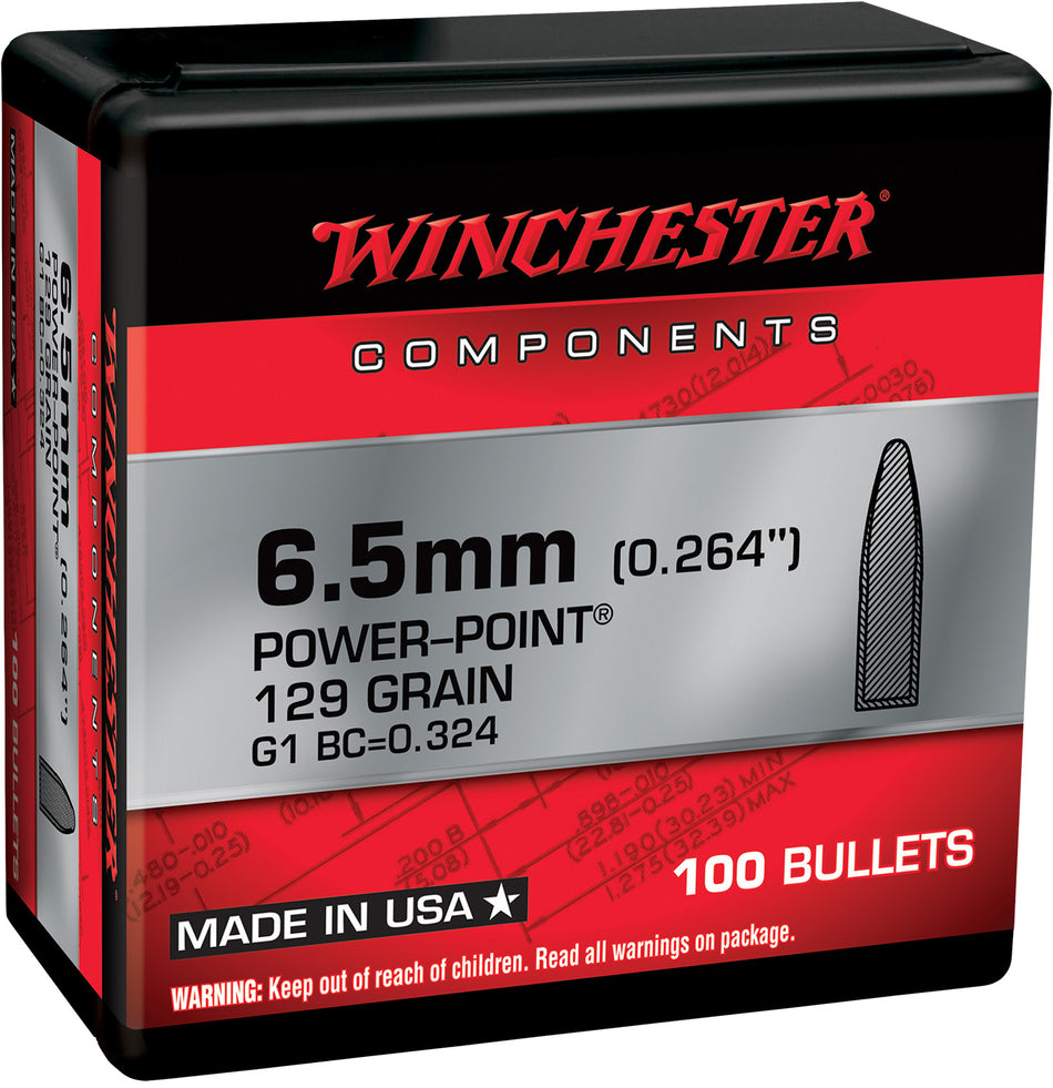 Winchester Ammo WB65PP129X Power-Point 6.5Creedmoor 129gr 100 Per Box/10 Case