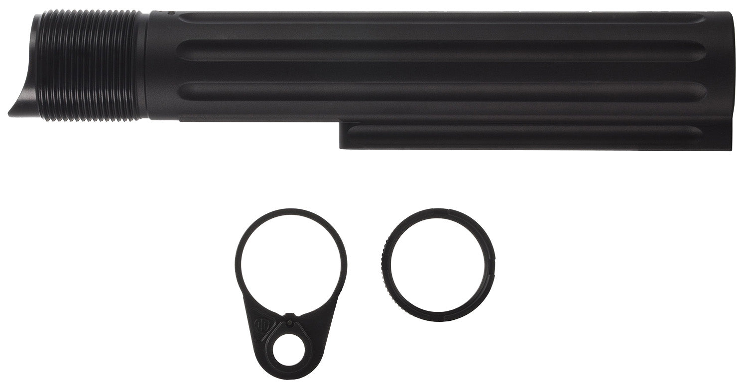 Primary Weapons Systems Extended Buffer Tube Kit Castle Nut End Plate 7075-T6 Aluminum Black Anodized