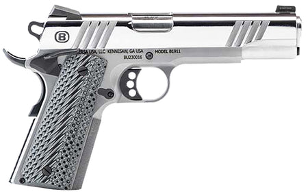 Bersa B1911 Mirror Full Size .45 ACP 8+1 5" Stainless Barrel Polished Slide Gray VZ Grip