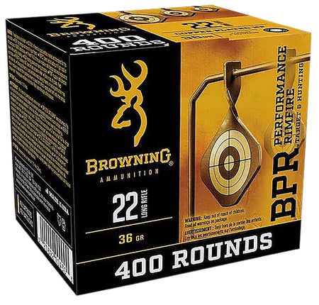 Browning .22 Long Rifle Rimefire Ammo BPR Performance Rimfire Plated Hollow Point JHP 36 grain 
