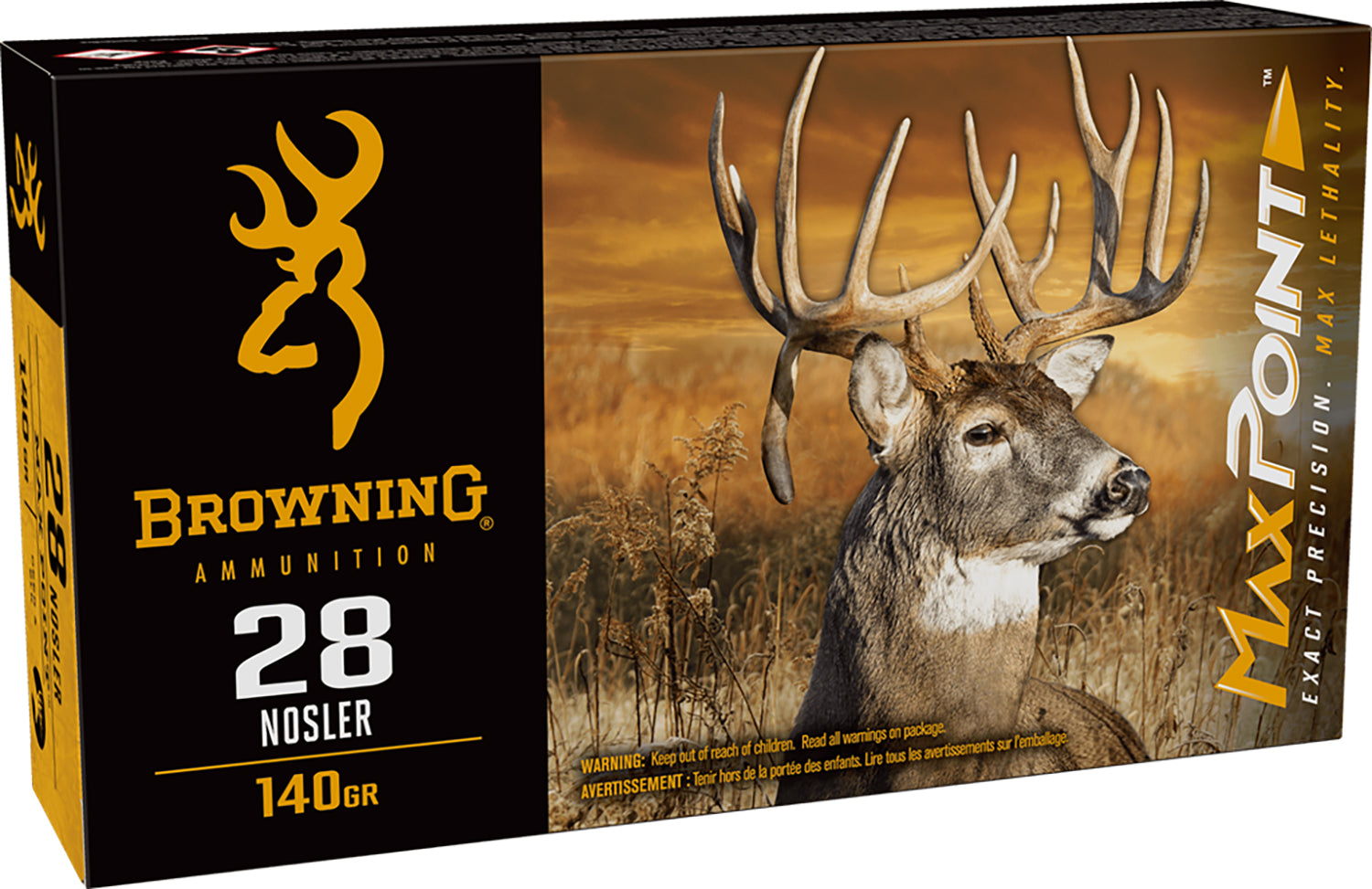 Browning .28 Nosler Rifle Ammo Max Point Polymer Tip PolyTip 140 grain 