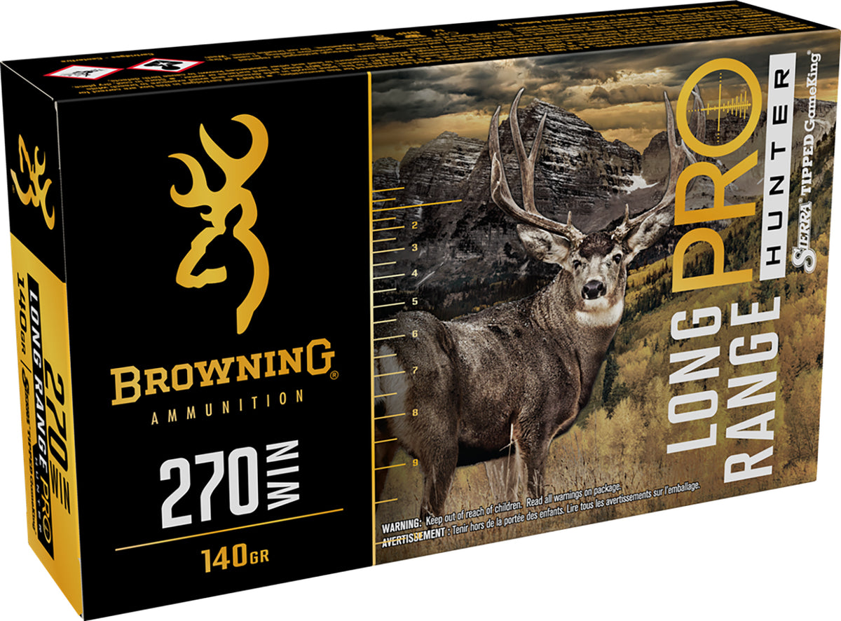 Browning .270 Winchester Rifle Ammo Long Range Pro Sierra Tipped GameKing boat-tail PolyTip 140 grain 
