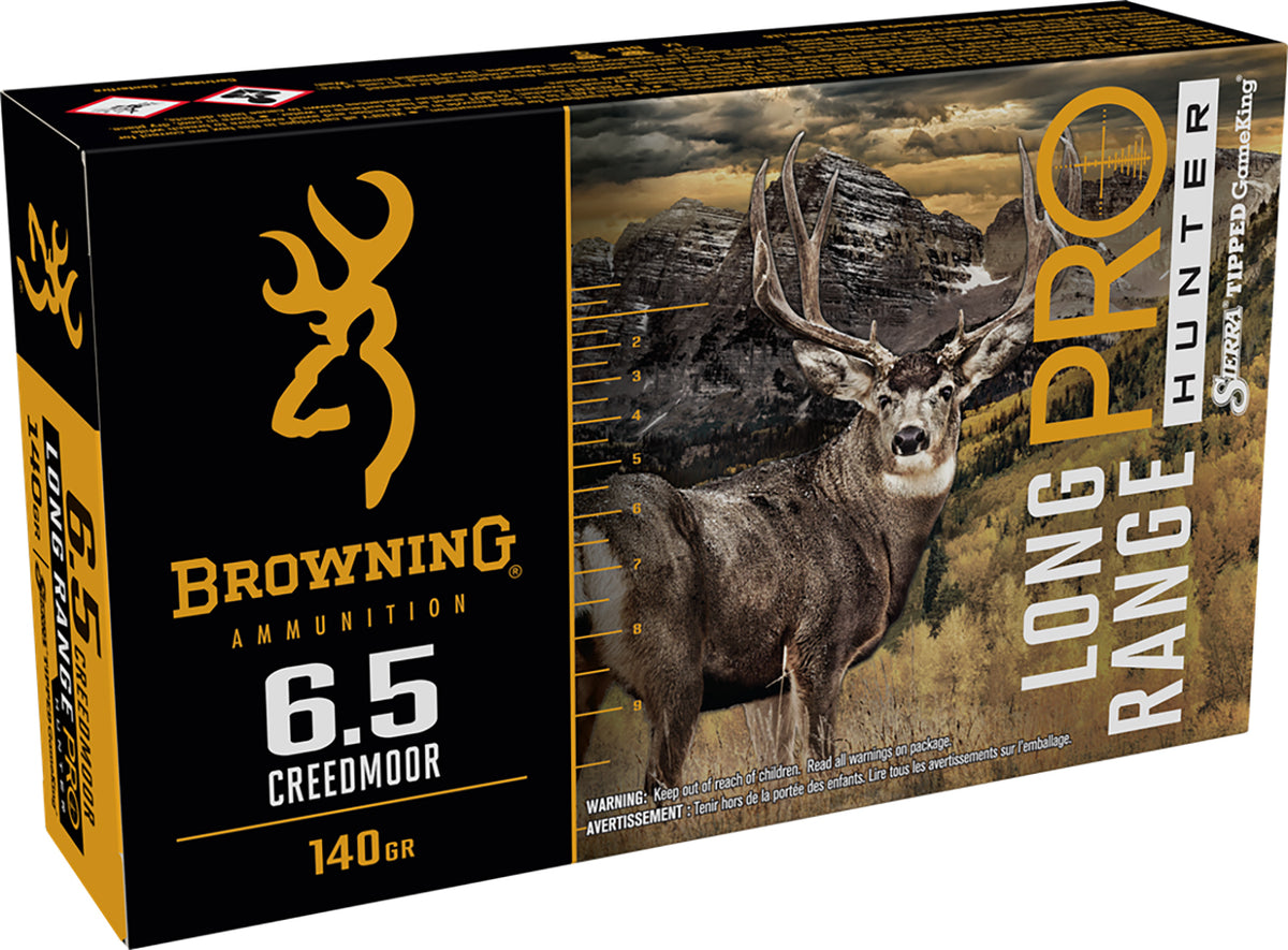 Browning 6.5mm Creedmoor Rifle Ammo Long Range Pro Sierra Tipped GameKing boat-tail PolyTip 140 grain 