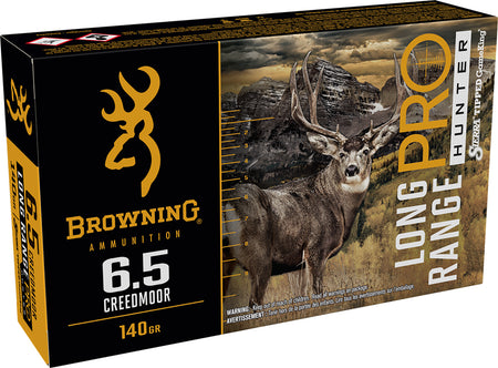Browning 6.5mm Creedmoor Rifle Ammo Long Range Pro Sierra Tipped GameKing boat-tail PolyTip 140 grain 