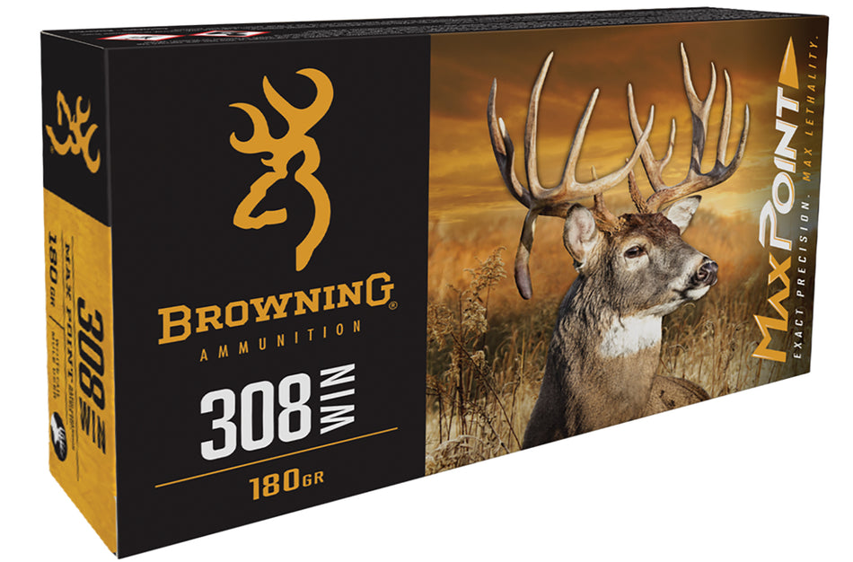 Browning .308 Win / 7.62x51mm Rifle Ammo Max Point Polymer Tip PolyTip 168 grain 