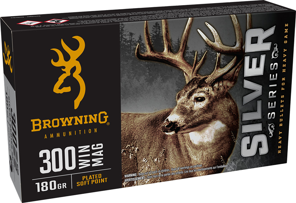 Browning .300 Winchester Mag Rifle Ammo Silver Soft Point JSP 180 grain 