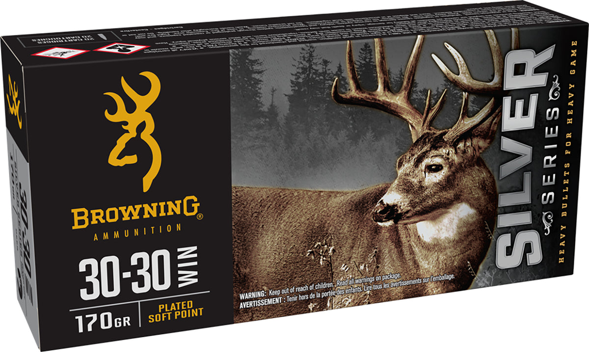 Browning .30-30 Winchester Rifle Ammo Silver Plated Soft Point JSP 170 grain 