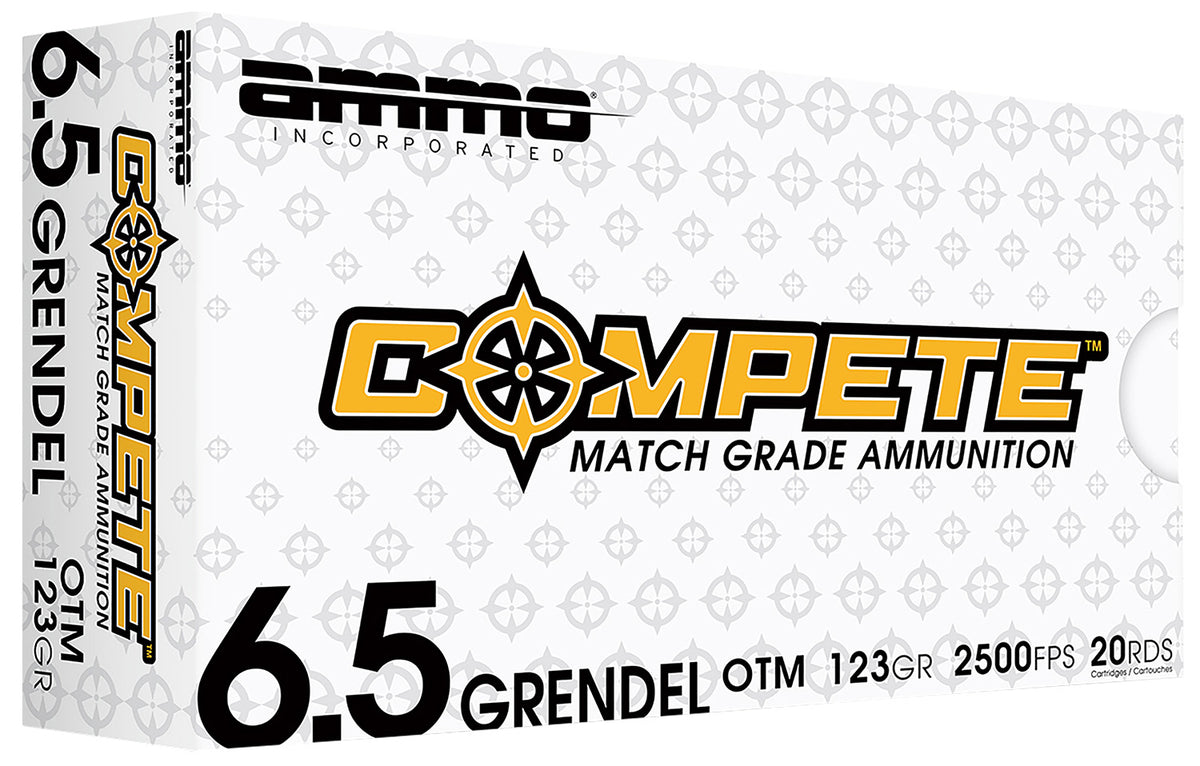 Ammo Inc 6.5mm Grendel Rifle Ammo Match Boat Tail Hollow Point BTHP 123 grain 