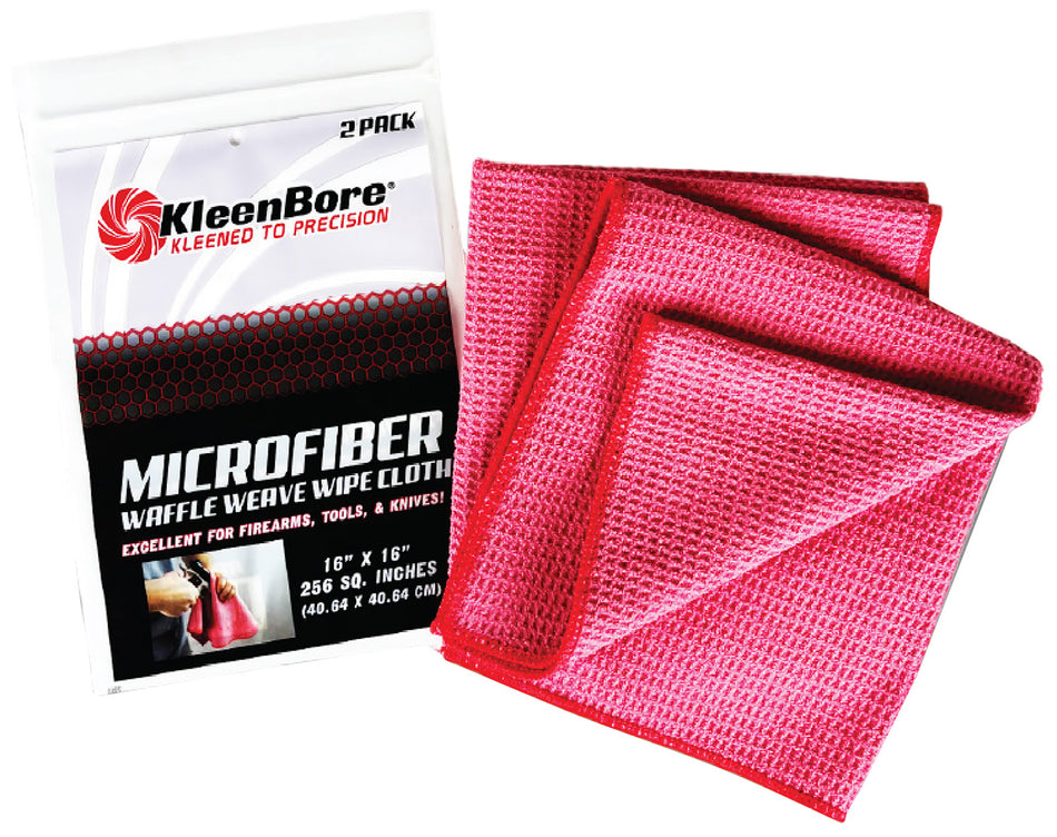 KleenBore 2-Pack Microfiber Waffle Weave Gun Cleaning Cloths 16 x 16 Inch