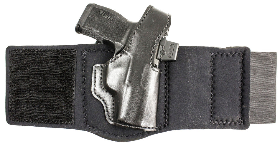 DeSantis Gunhide Die Hard Ankle Holster for Sig P365 with Red Dot Right Hand Black Leather