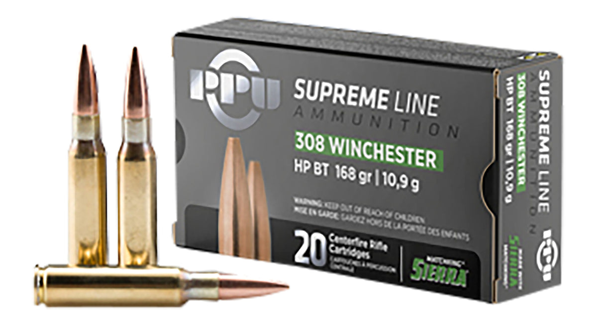 Prvi Partizan .308 Win / 7.62x51mm Rifle Ammo Supreme Line Sierra MatchKing Boat Tail Hollow Point BTHP 168 grain 