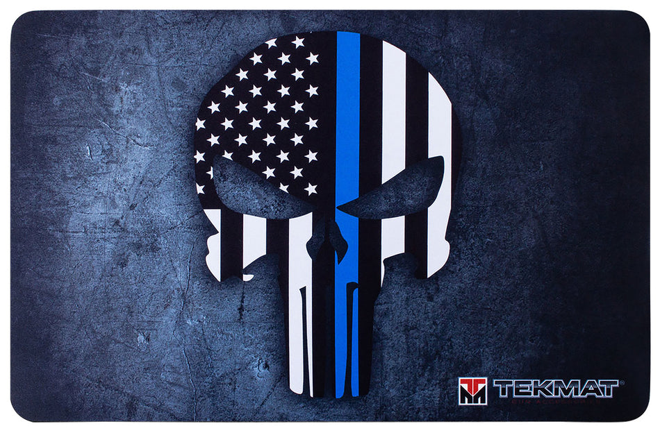 TekMat TEKR17PUNISHERBL Punisher Blue Line Cleaning Mat Rubber 11"x17"