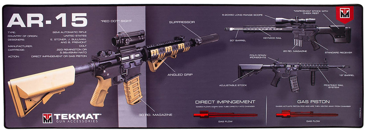 TekMat TEK-42-AR15-WPD AR-15 Exploded View Door Mat, 25x42 Inch, Black, Waterproof