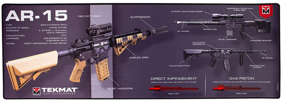 TekMat TEK-42-AR15-WPD AR-15 Exploded View Door Mat, 25x42 Inch, Black, Waterproof