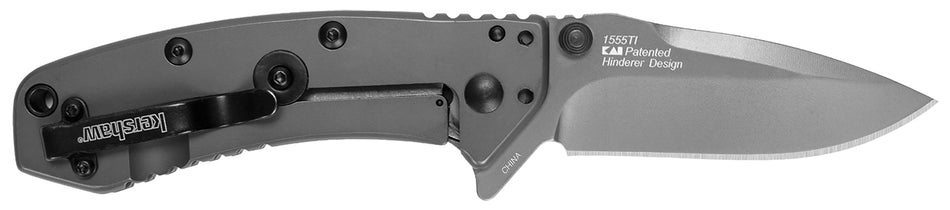 Kershaw 1555TIX Cryo 2.75" SpeedSafe Folder Drop Point TiN 8Cr13MoV Blade, Gray PVD Steel Handle