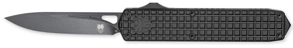 CobraTec Knives Mamba Large OTF Plain Black TiCN D2 Steel Blade Black Aluminum Handle