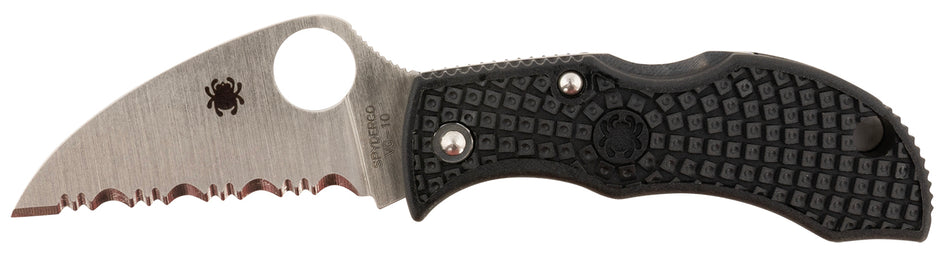 Spyderco MBKWSB Manbug 1.91" Folding Wharncliffe Serrated Black TiCN VG-10 SS Blade Black Textured FRN Handle
