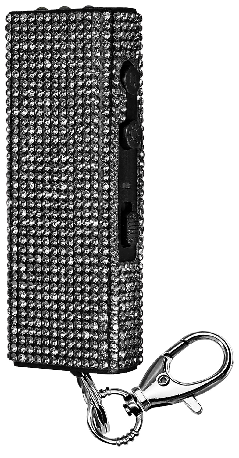 Guard Dog Security SGGDBOBK Bring-It-On Black Mini Stun Gun LED Light Rhinestone Design with Keychain