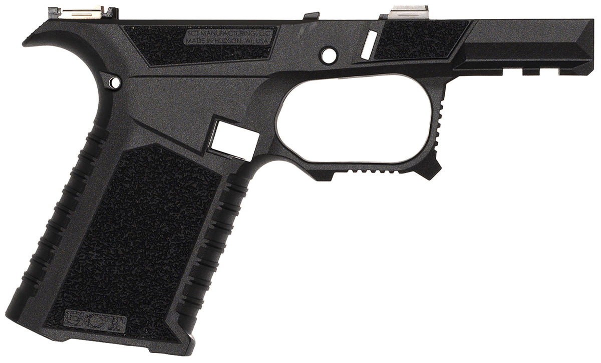 SCT Manufacturing 225020100 Sub Compact Black Stainless Steel Frame for Glock 43X/48 - Aggressive Texture Grip, Includes Locking Block