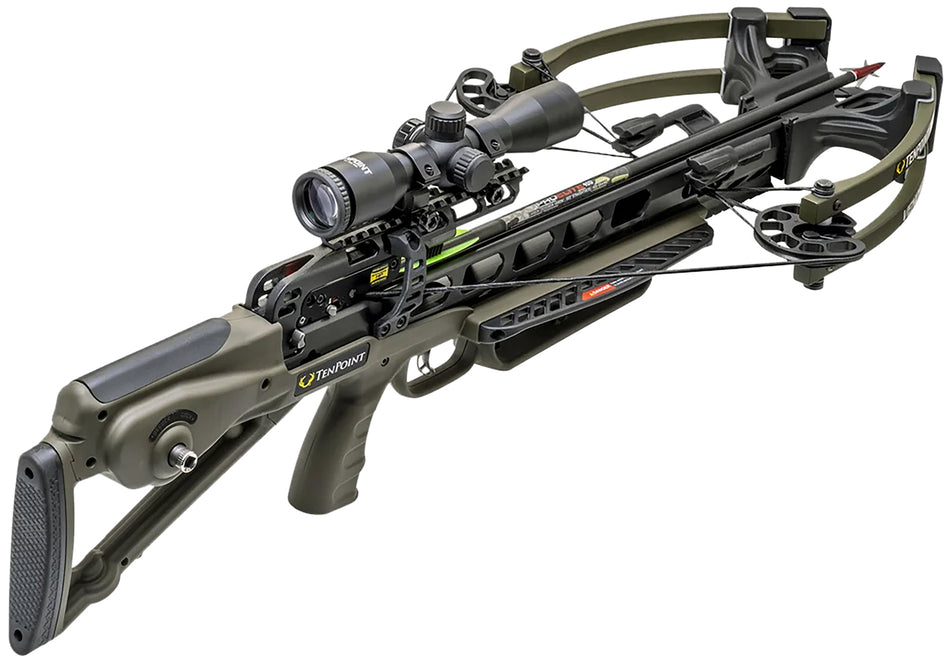 TenPoint CB240071559 Venom X 390 FPS Crossbow with ACUslide Pro-View 400 Scope Moss Green