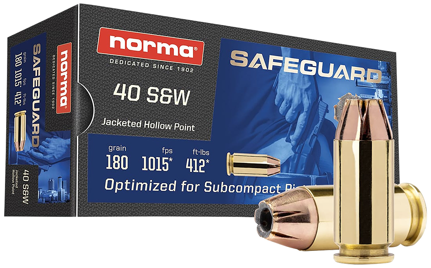 Norma .40 S&W 801407727 Safeguard Jacketed Hollow Point JHP 180 Grain