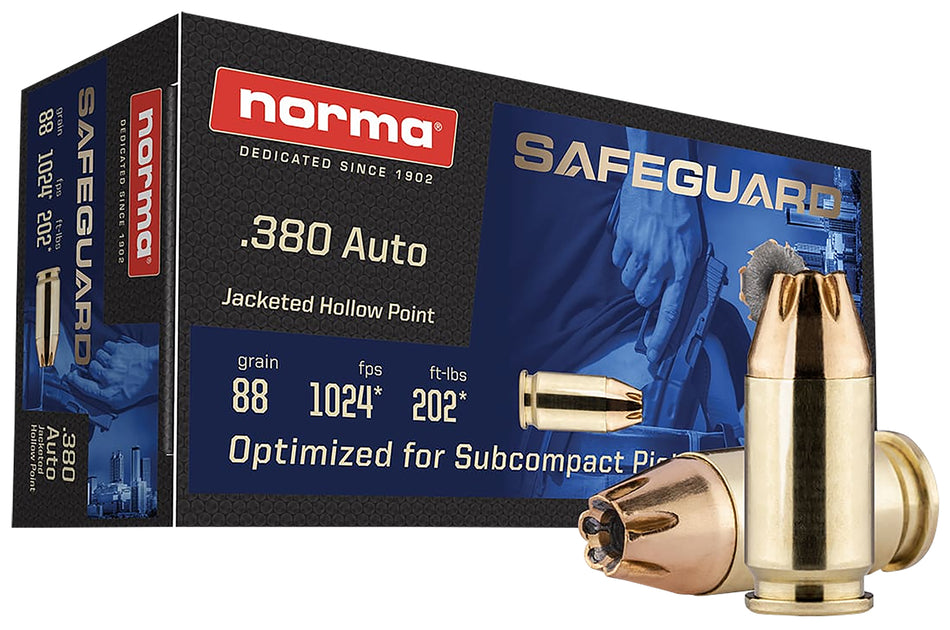 Norma .380 ACP/Auto 803807680 Safeguard Jacketed Hollow Point JHP 88 Grain