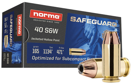 Norma .40 S&W 801407887 Safeguard Jacketed Hollow Point JHP 165 Grain