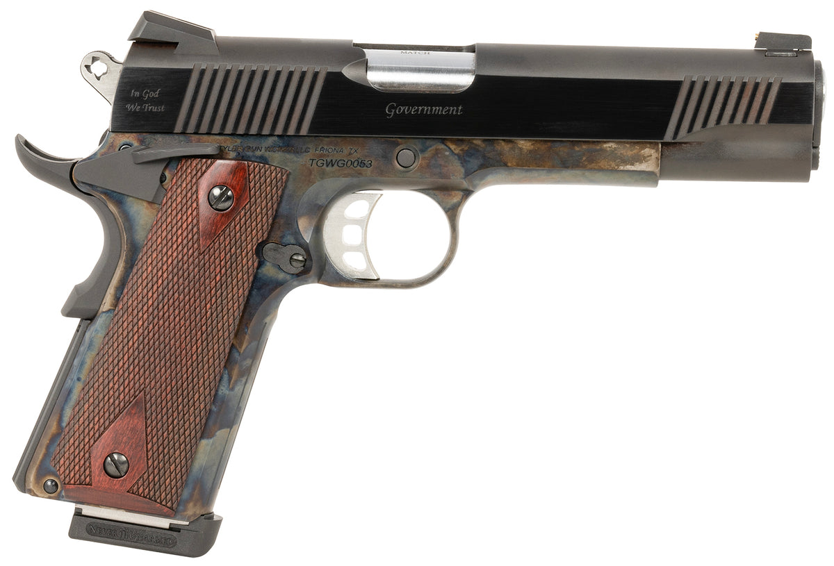 Tyler Gun Works Custom 1911 Government .45 ACP Pistol - Color Case, Walnut Grip