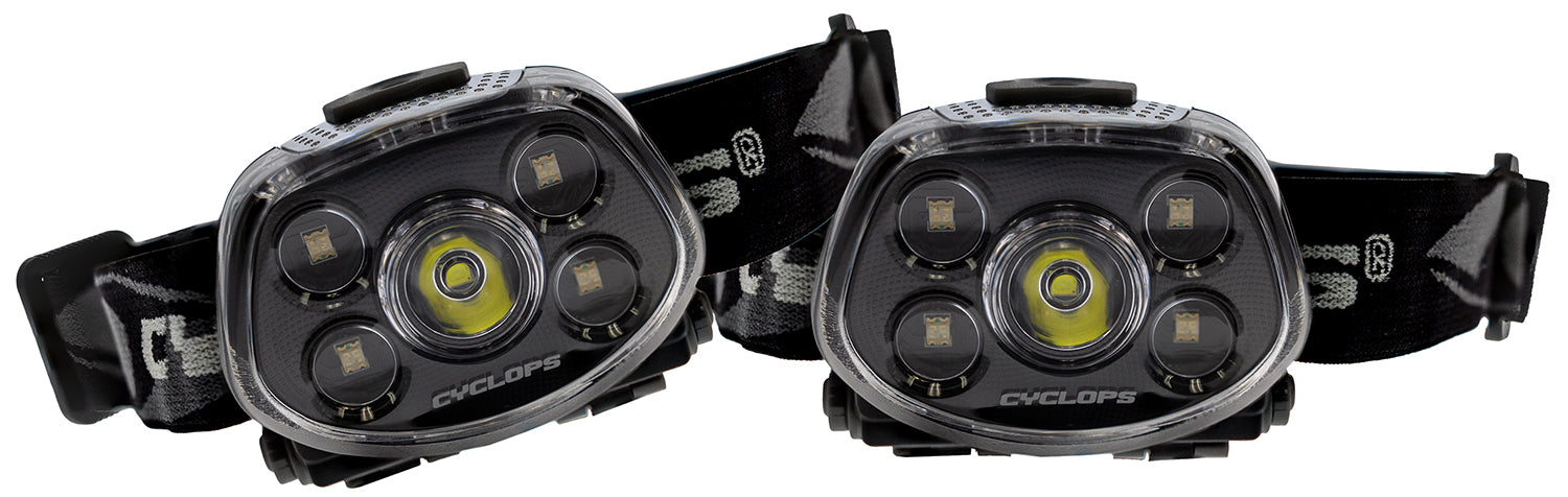 Cyclops Force XP 350 Lumen LED Headlamp Black with Red/Green Cree LED 2 Units