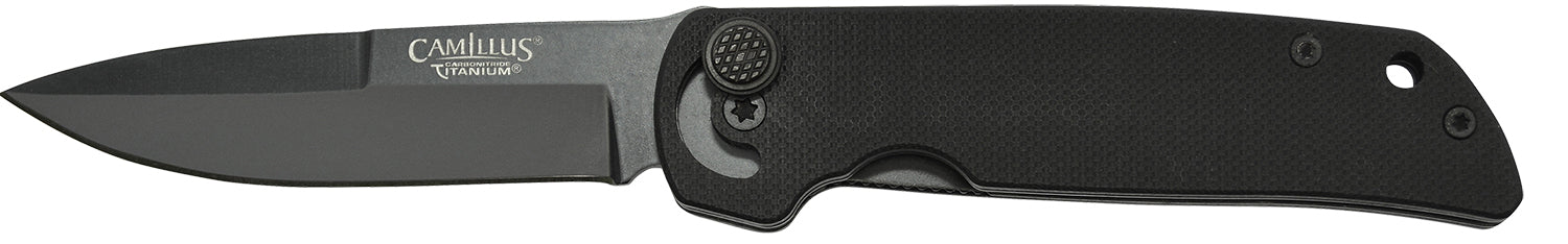 Camillus Cuda Mini Folding Knife 3" Drop Point Carbonitride Titanium AUS-8A SS Blade, Black G10 Textured Handle