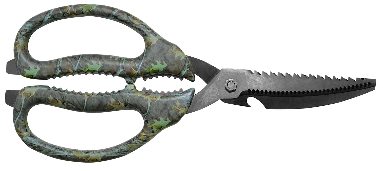 Camillus Multi-Function Game Shear 9" Camo with 4" Serrated Titanium Bonded Blade and Multiple Tool Features
