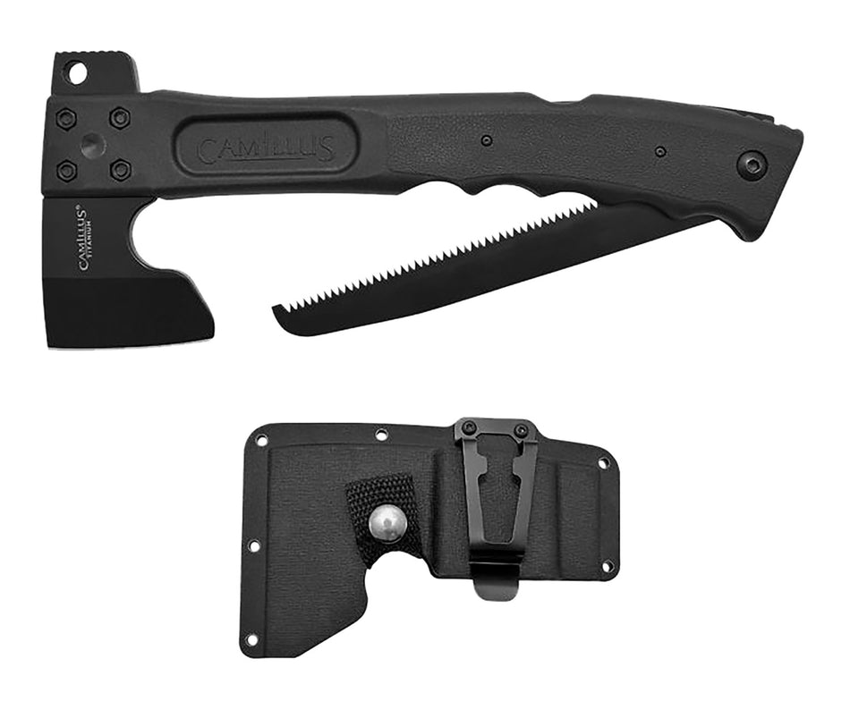 Camillus Camtrax 3-in-1 12" Hatchet with Lockback Saw and Hammer, 2.75" Titanium SS Blade and GFN Handle