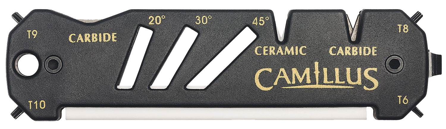 Camillus 19224 Glide Sharpener with Carbide, Ceramic, and Multi-Angle Shear Channels, Black