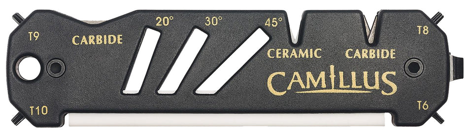 Camillus 19224 Glide Sharpener with Carbide, Ceramic, and Multi-Angle Shear Channels, Black