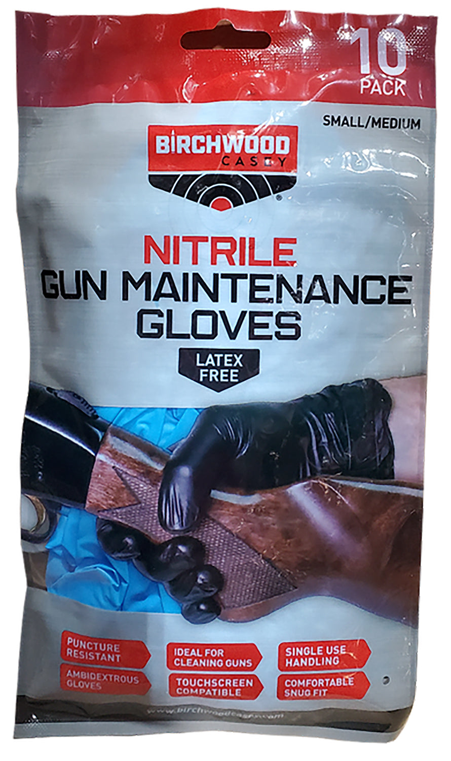 Birchwood Casey Nitrile Gun Cleaning Gloves Black Sm/Med 10 Pack