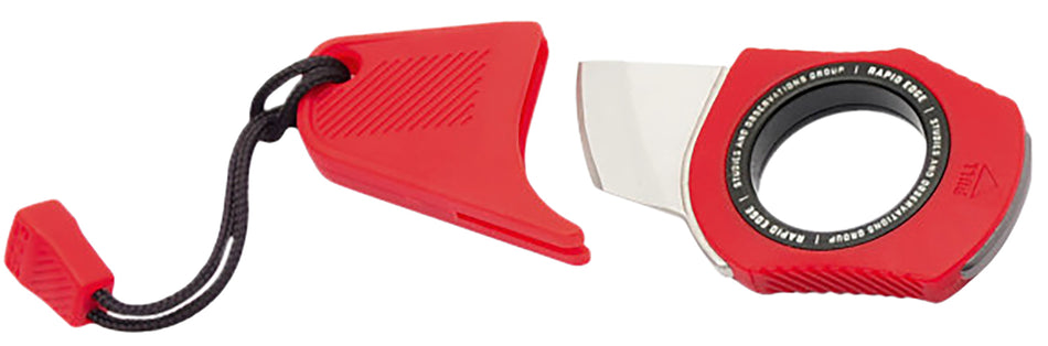 SOG SOG18300143 Rapid Rescue Red Aluminum Emergency Rescue Tool Stonewashed Blade Seatbelt Cutter Glass Breaker