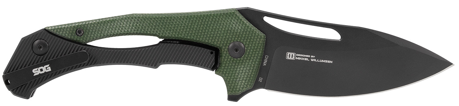SOG SOG14240257 Bulwark FLK 3.50" Drop Point Plain Black PVD Cryo D2 Steel Blade Olive Drab Micarta Handle Presentation Box