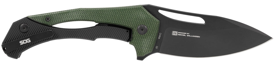 SOG SOG14240257 Bulwark FLK 3.50" Drop Point Plain Black PVD Cryo D2 Steel Blade Olive Drab Micarta Handle Presentation Box