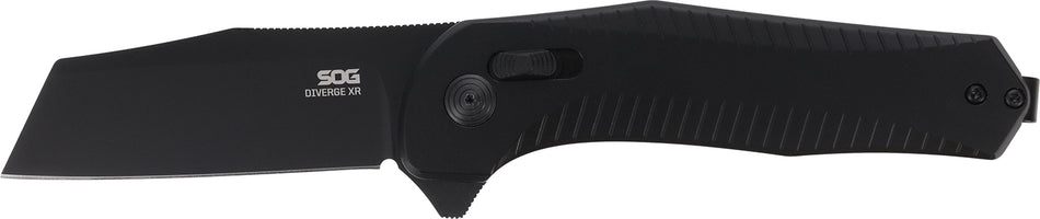 SOG SOG12020143 Diverge XR 3" Folding EDC Knife Plain Black PVD D2 Steel, Black Scaled Aluminum Handle