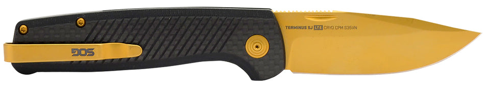 SOG SOGTM1007BX Terminus SJ LTE 2.90" Folding Knife Plain Gold TiNi S35VN SS Blade, Textured G10 Handle