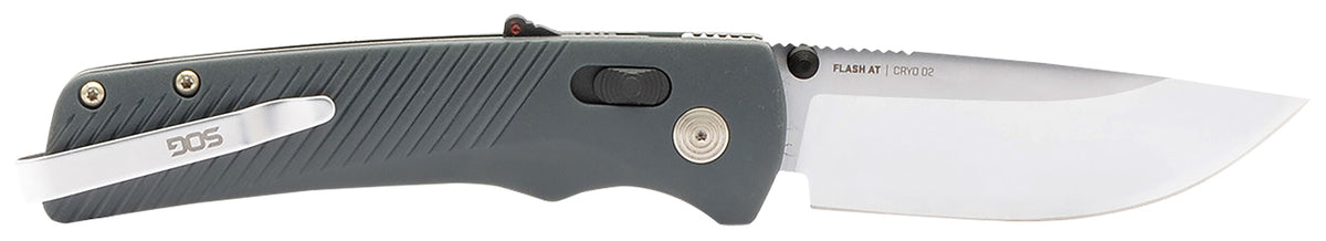 SOG SOG11181141 Flash AT 3.45in Folding Assisted Opening Satin D2 Blade Urban Grey GRN Handle