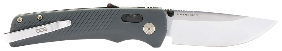 SOG SOG11181141 Flash AT 3.45in Folding Assisted Opening Satin D2 Blade Urban Grey GRN Handle