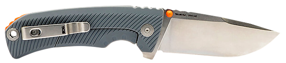SOG SOG14060243 Tellus FLK 3.65in Folding Clip Point Stonewashed 440C Blade Wolf Gray GRN Handle