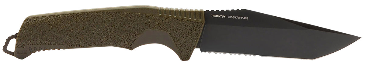 SOG SOG17120457 Trident FX 4.20in Fixed Tanto Partially Serrated TiNi 1.4116 Stainless Blade OD Green Handle