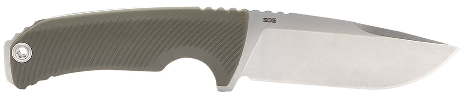 SOG SOG17060143 Tellus FX 4.20in Fixed Clip Point Stonewashed 440C Stainless Blade Olive Drab GRN Handle