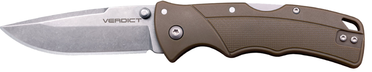 Cold Steel CSFLC3SPSSFDEZ Verdict EDC Folding Tanto 3" 4116 Krupp SS Blade, FDE Textured GFN Handle