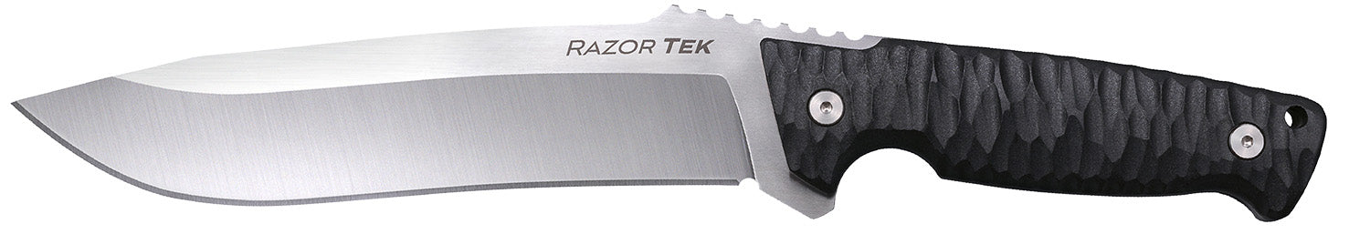 Cold Steel CSFX65RZR Razor Tek EDC 6.50" Fixed Blade Clip Point Plain Satin 4116 Krupp Stainless, Black Textured Handle