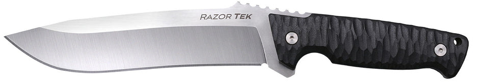 Cold Steel CSFX65RZR Razor Tek EDC 6.50" Fixed Blade Clip Point Plain Satin 4116 Krupp Stainless, Black Textured Handle