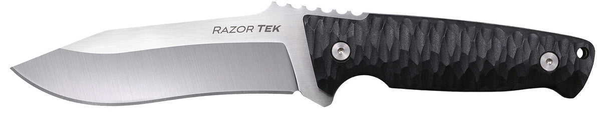 Cold Steel CSFX5RZR Razor Tek EDC 5" Fixed Blade Clip Point Plain Satin 4116 Krupp Stainless, Black Textured Handle
